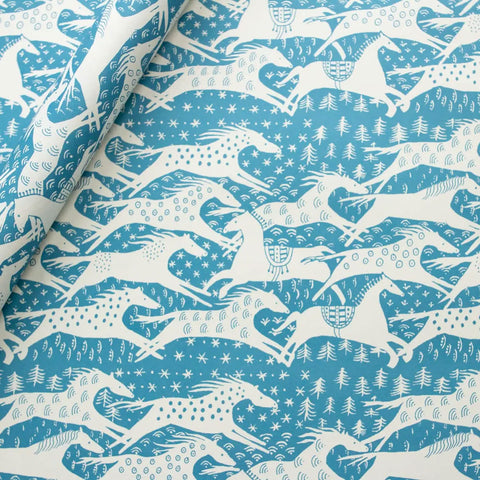 Blue Horses Patterned Paper Gift Wrap