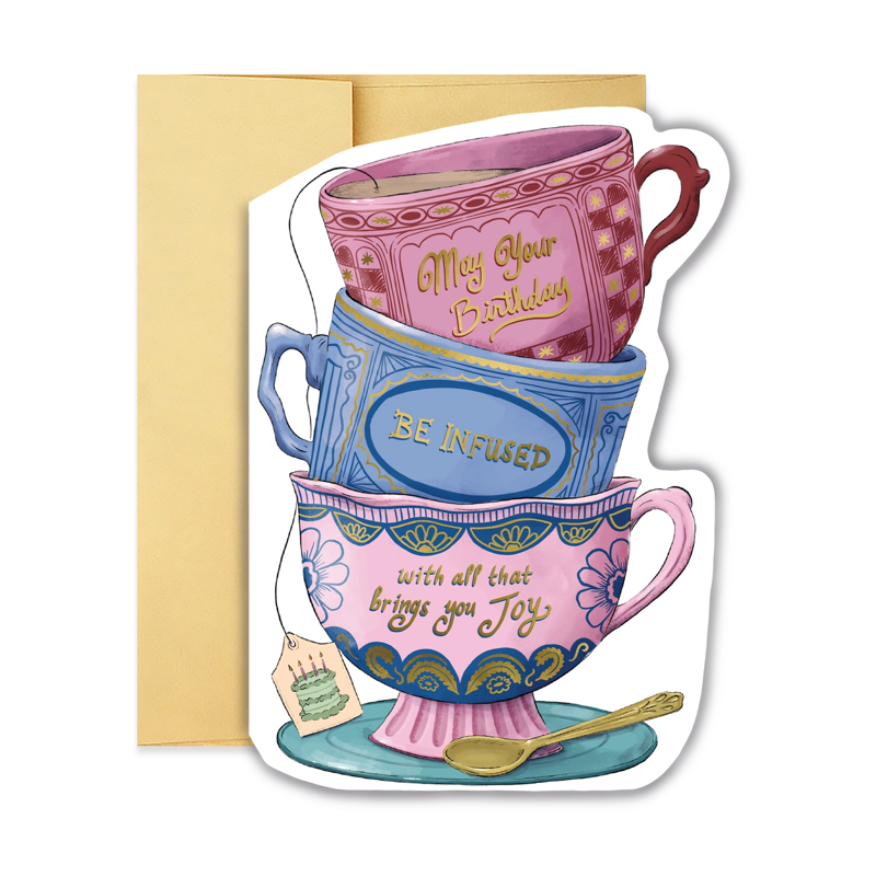Infused Birthday Teacup Stack Single Card