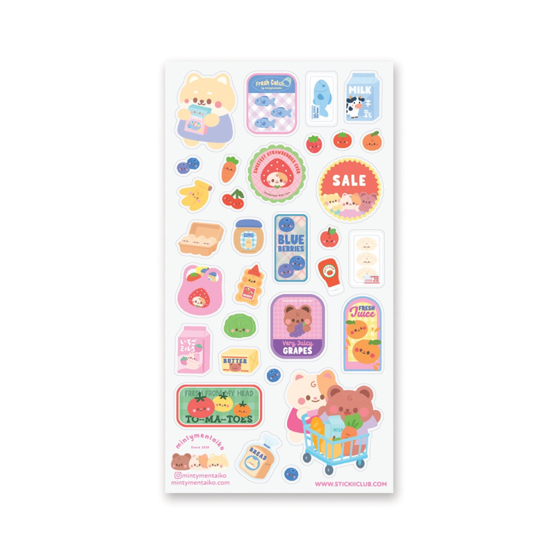 Kawaii Grocery Store Run Sticker Set