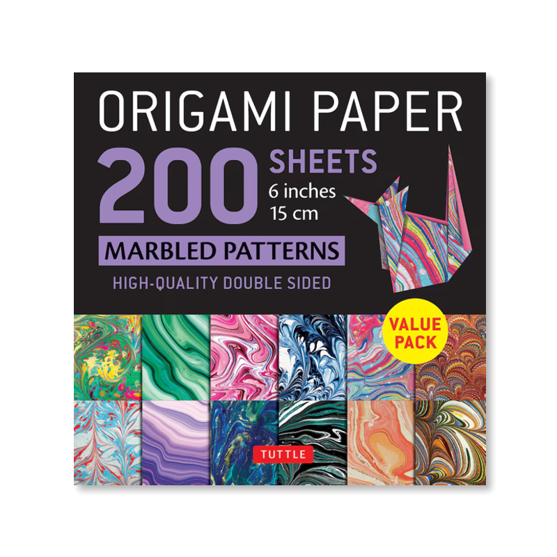 Marbled Patterns Origami Paper - 200 Sheets