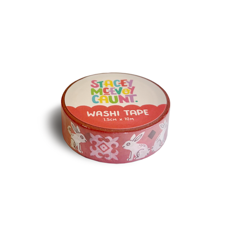 Red Medieval Bunny Washi Tape - 15mm