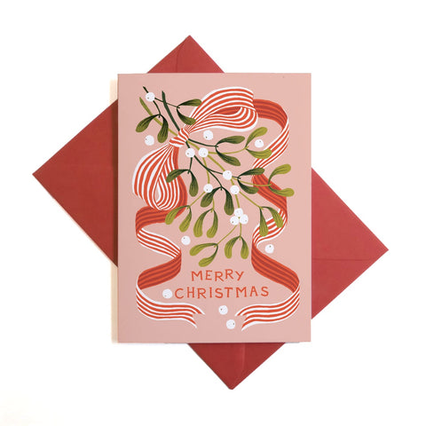 Mistletoe Ribbon Single Card