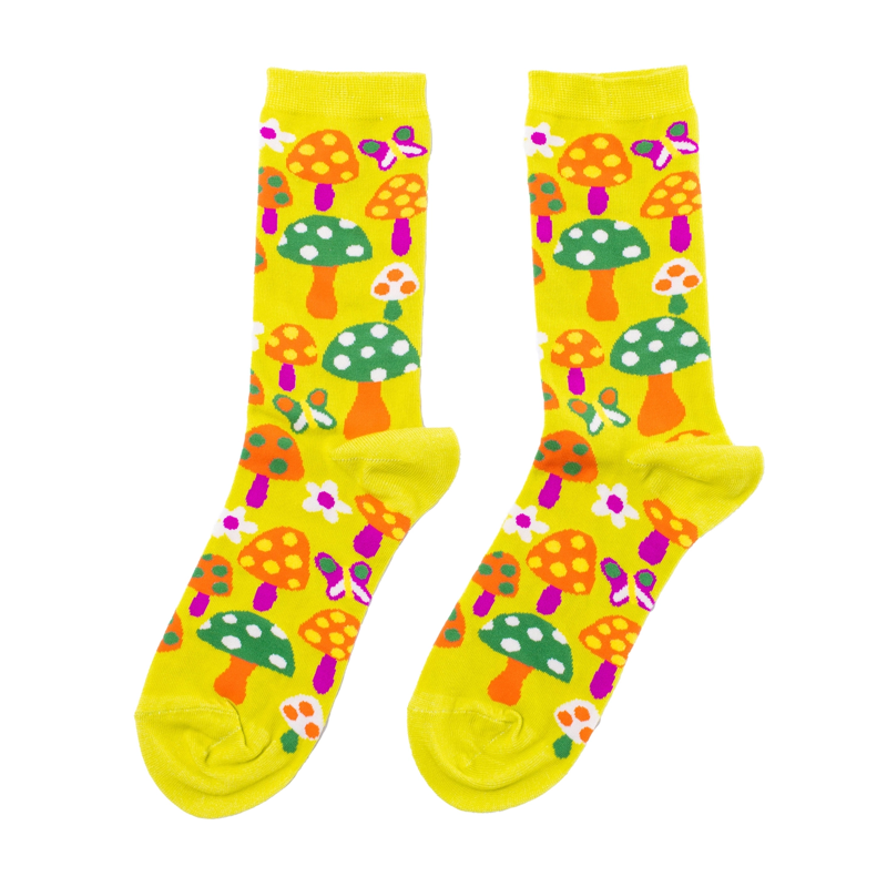 Mushroom Butterfly Crew Socks