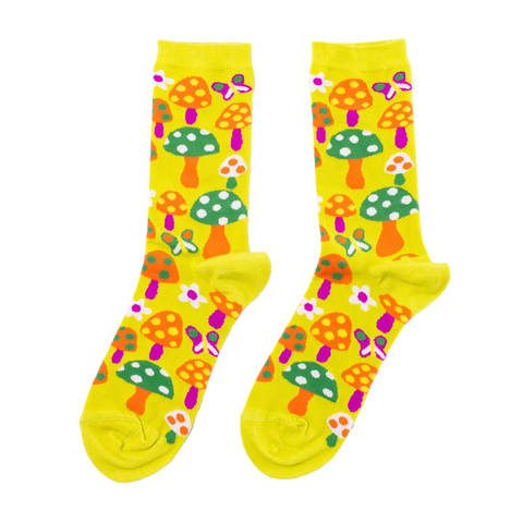 Mushroom Butterfly Crew Socks