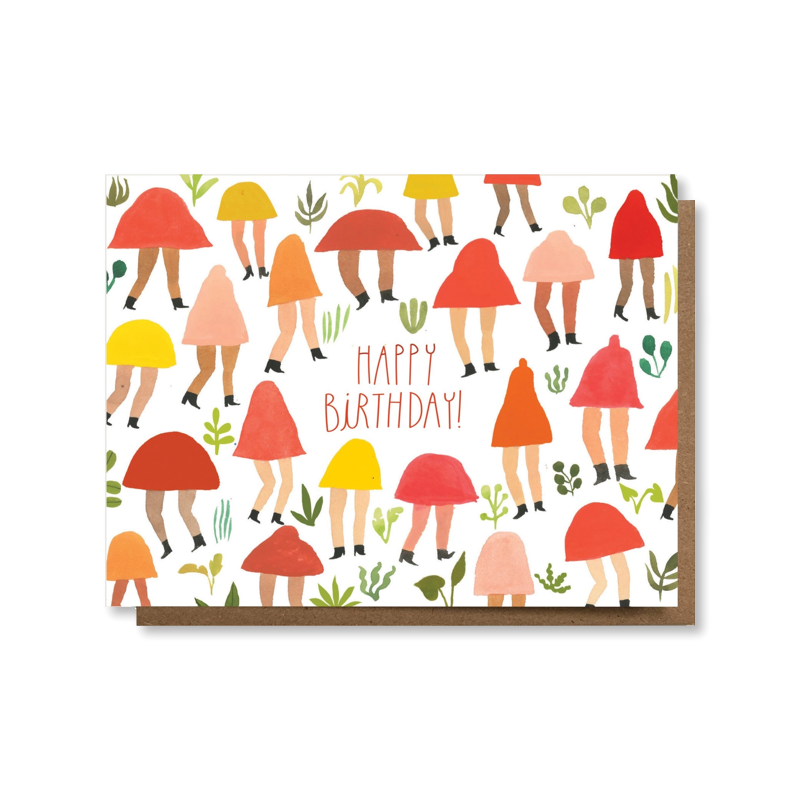 Birthday Mushroom People Single Card