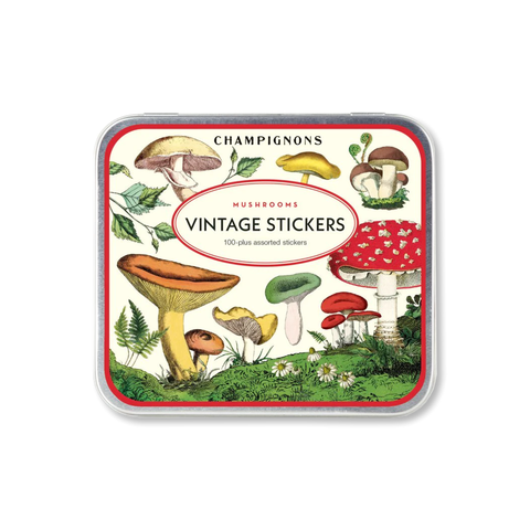 Mushrooms Vintage Sticker Tin