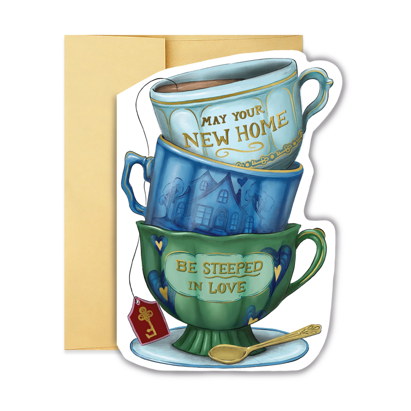 New Home Teacup Stack Single Card