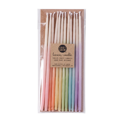 Tall Ombre Beeswax Birthday Candles - Assorted Ombre