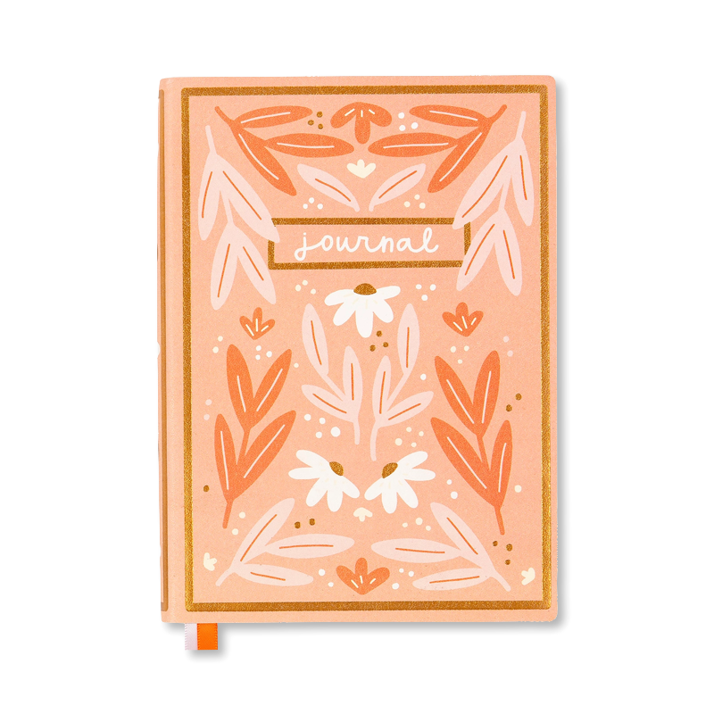 Peach Floral Softcover Book Journal