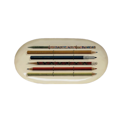 Vintage Pencils Oval Trinket Tray