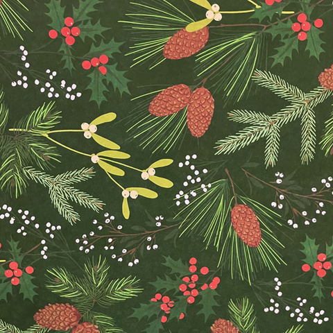 Pine Cones & Winter Berries Gift Wrap Sheet