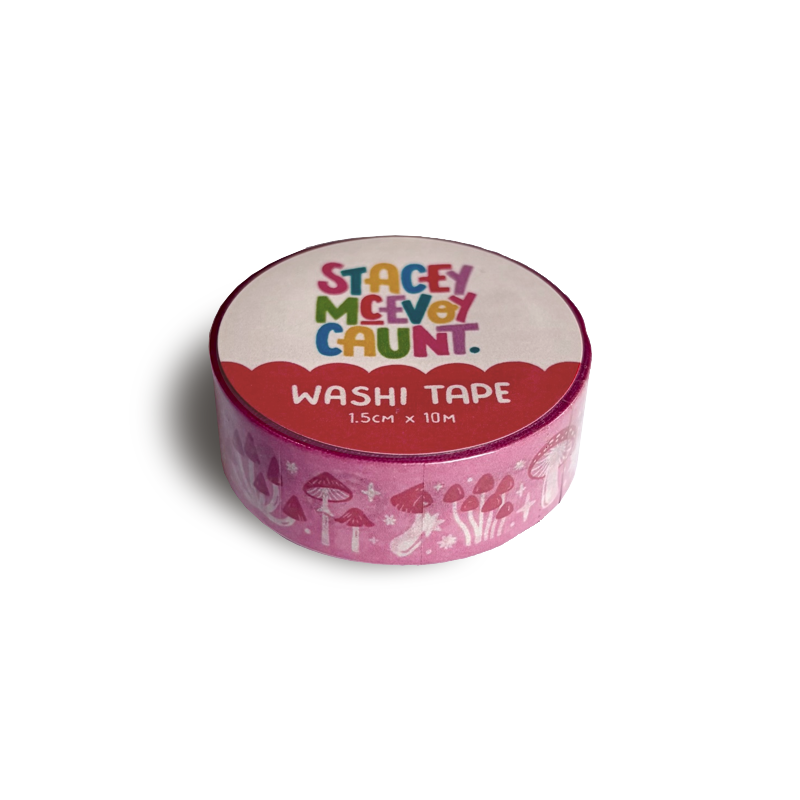 Pink & Red Mushroom Washi Tape - 15mm