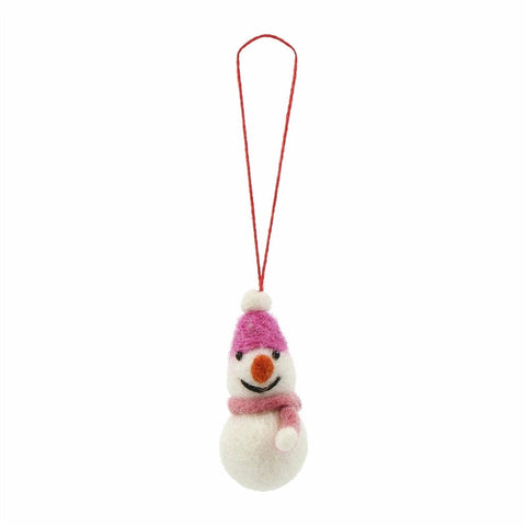 Small Felt Snowman Ornament Fuchsia