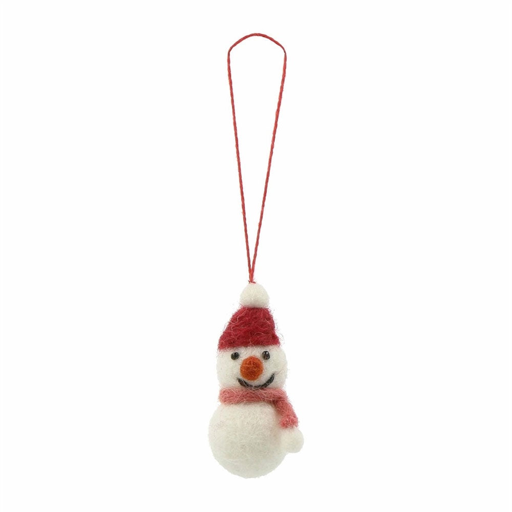 Small Felt Snowman Ornament Red