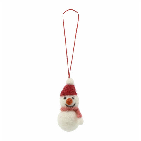 Small Felt Snowman Ornament Red