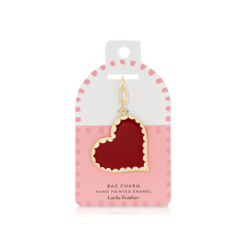 Scalloped Heart Enamel Bag Charm