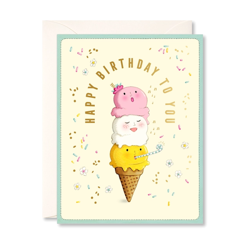 Singing Ice Cream Birthday Single Card