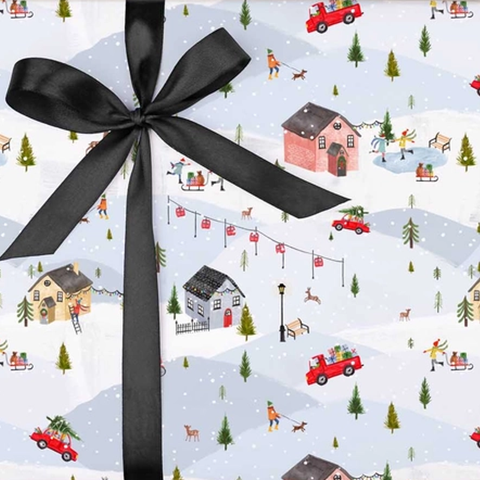 Ski Village Gift Wrap Sheet
