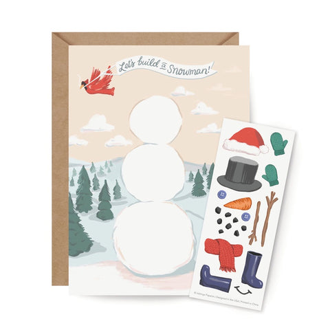 Build A Snowman Sticker Scene Single Card