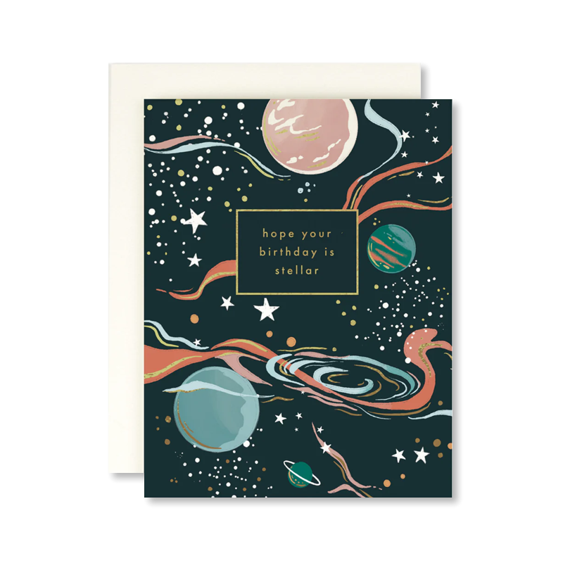 Stellar Birthday Outer Space Single Card