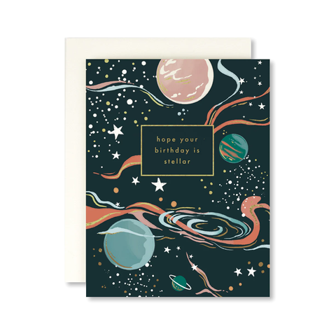 Stellar Birthday Outer Space Single Card