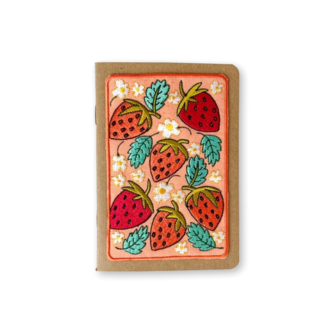 Embroidered Strawberries Pocket Notebook