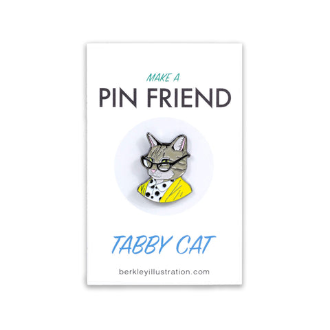 Berkley Tabby Cat Lady Enamel Pin