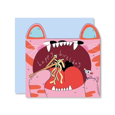 Tiger Eats Noodles Single Card