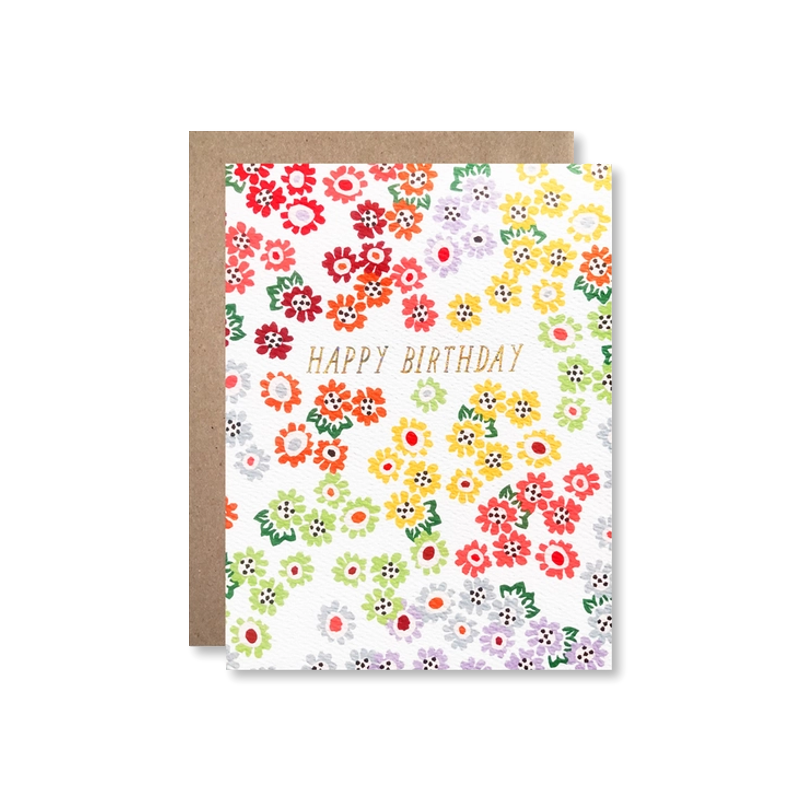 Tiny Rainbow Floral Birthday Single Card