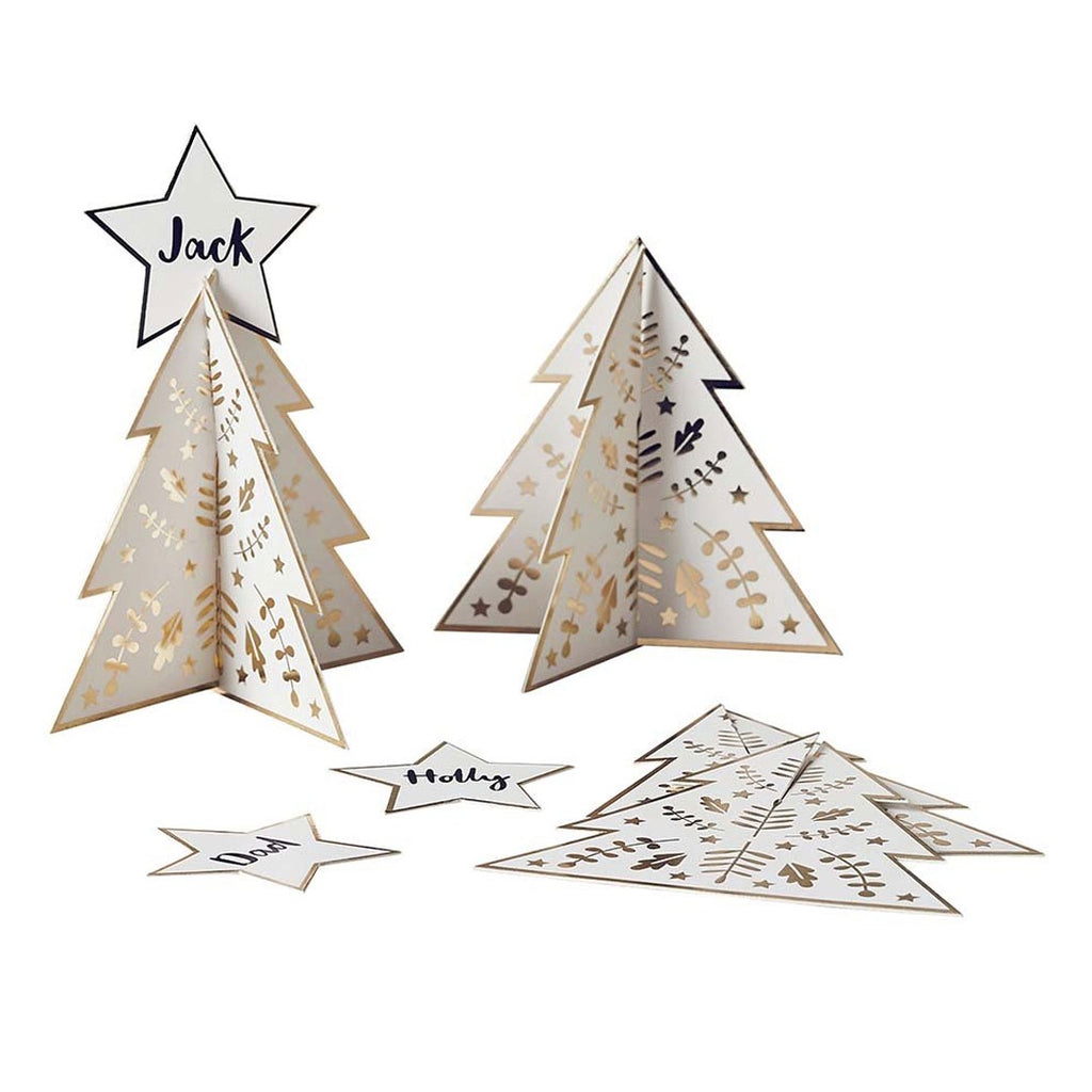 Gold Christmas Tree Table Place Cards - Pack of 10
