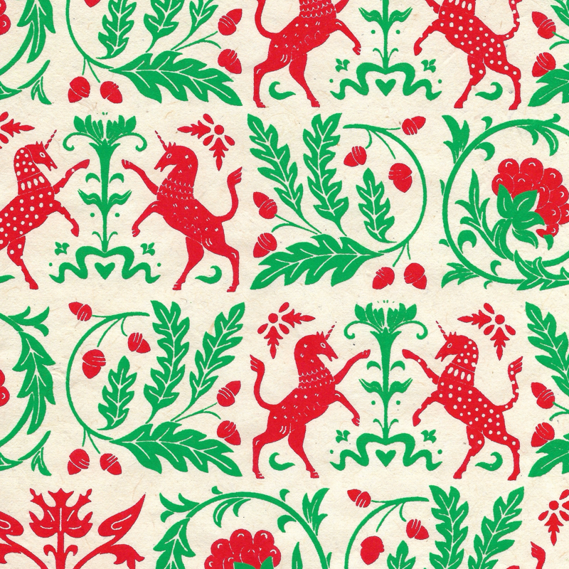 Unicorn - Red/Green on Cream
