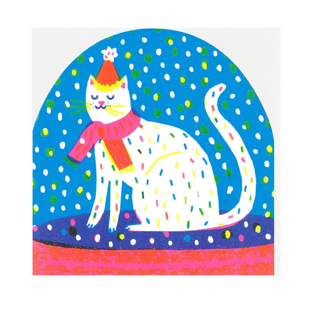 Winter Party Cat Snowglobe Single Card