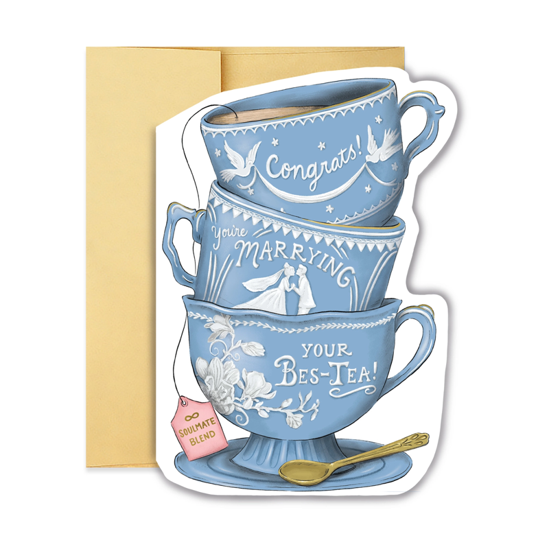Wedding Bes-Tea Teacup Stack Single Card
