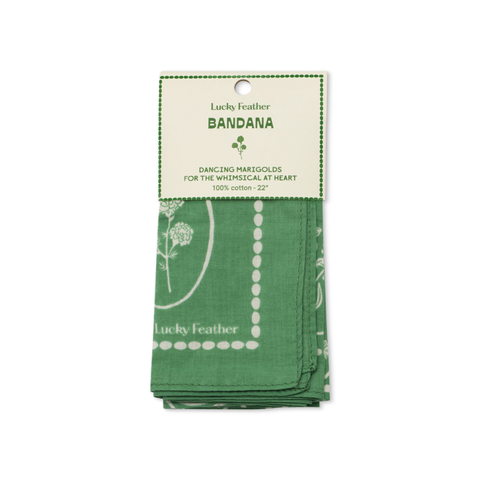 Whimsical Green Floral Happiness Bandana