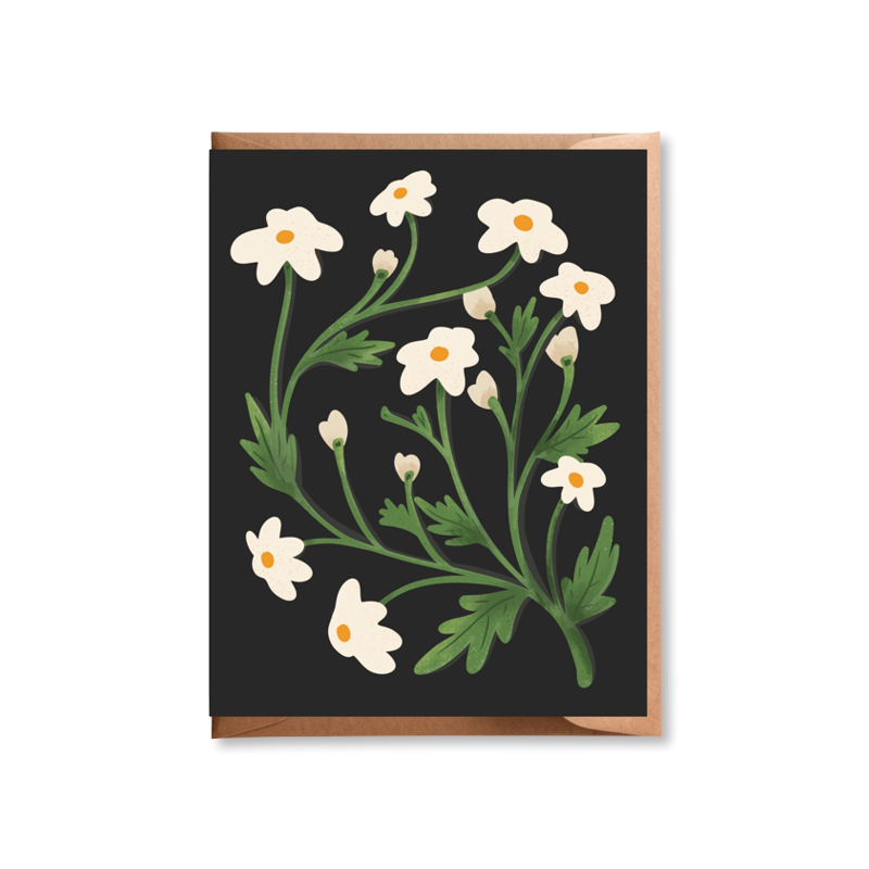 White Flowers Single Card