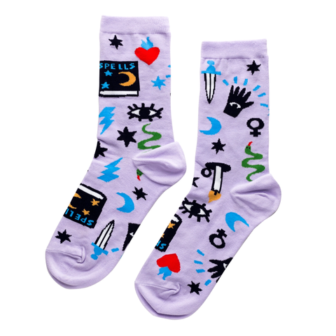Witchy Mystic Spells Crew Socks