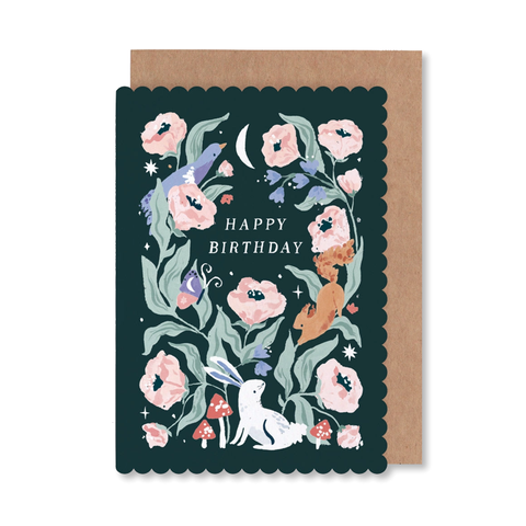 Woodland Scalloped Birthday Single Card