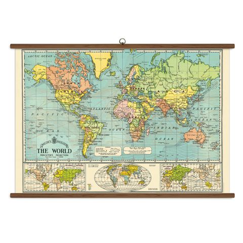 World Map Vintage School Chart