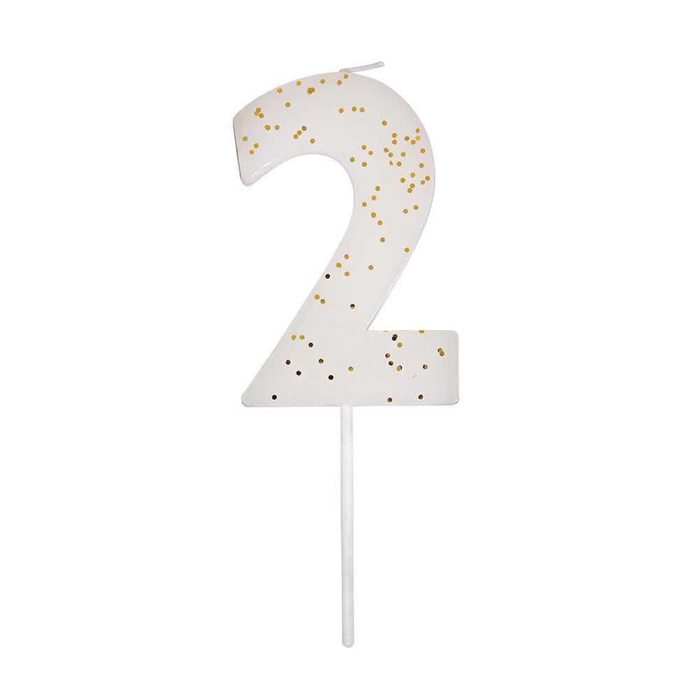 Number 2 Candle - White