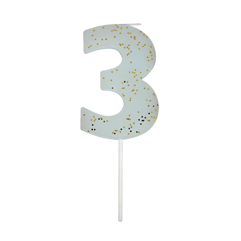 Number 3 Candle - Blue