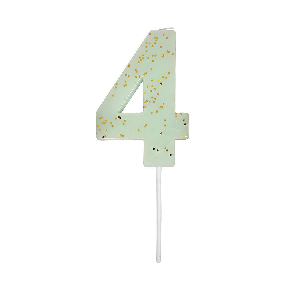 Number 4 Candle - Mint