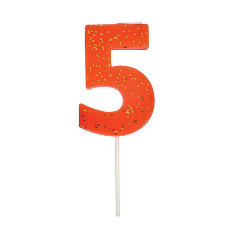 Number 5 Candle - Coral