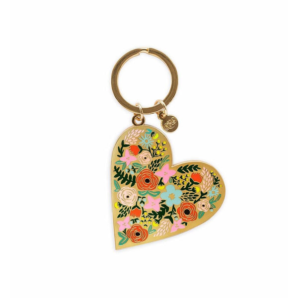 Rifle Paper Co. Floral Heart Enamel Keychain