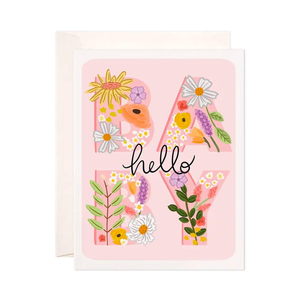 Pink Hello Baby Single Card