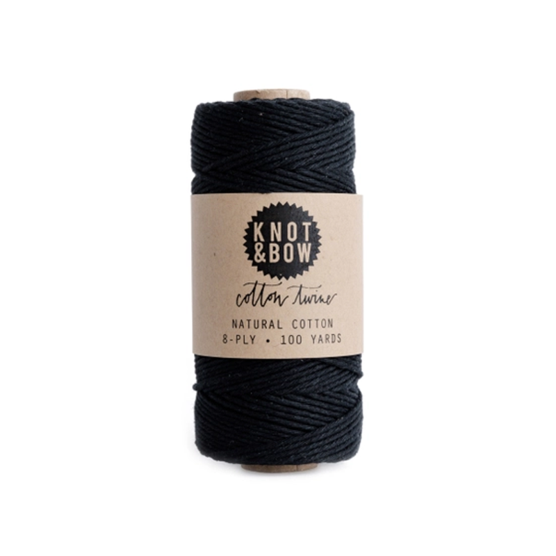 Black Cotton 8 Ply Twine - 100 Yard Spool