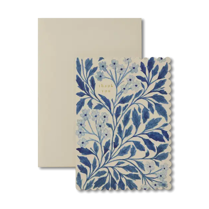 Blue Flora Thank You Single Card