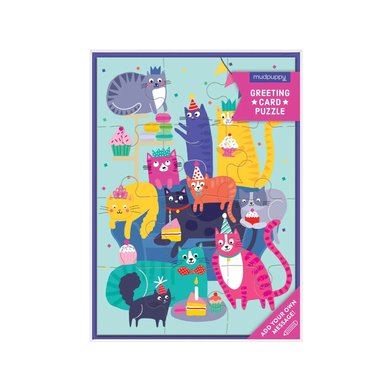 Cat Party Puzzle Card