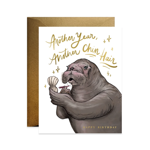 Chin Hair Birthday Single Card