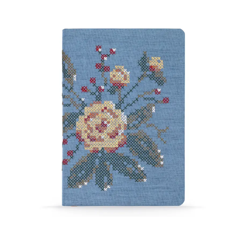 Cross Stitch Flowers Embroidered Journal