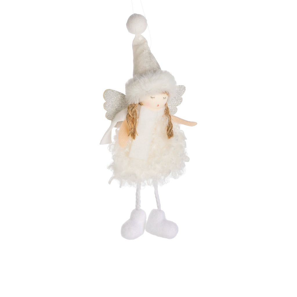 Fabric Angel with Silver Wings Ornament